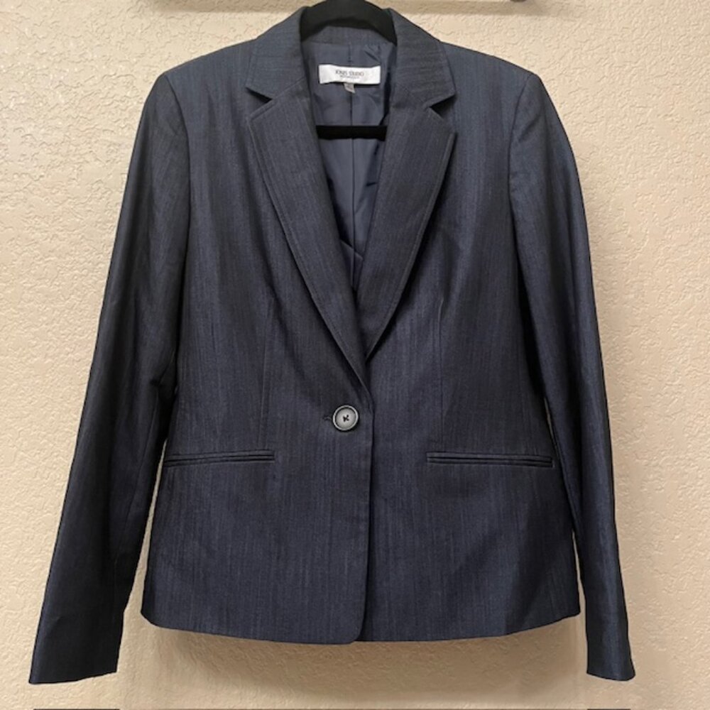 Women’s blue One Button Blazer office work business casual size 8